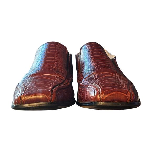 Stacy Adams Croc Embossed Slip On Mens Dress Shoes Size 11 brown Leather Loafers - Picture 7 of 14